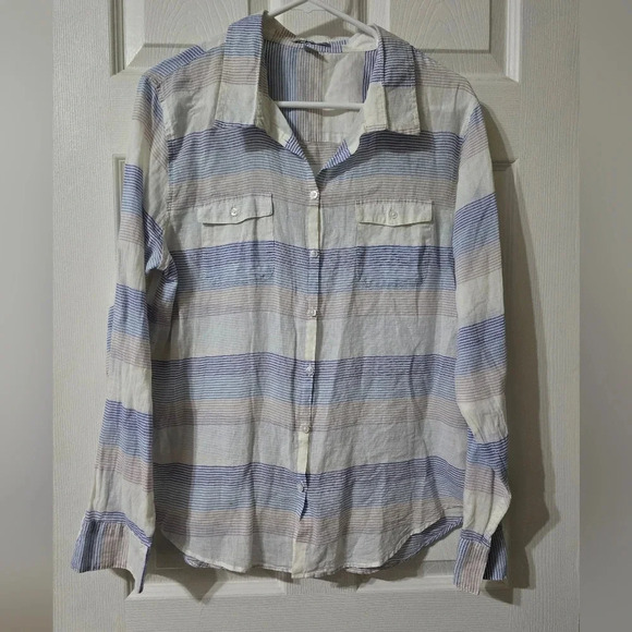 Horny Toad Airbrush Long Sleeve Shirt in Blue Pinstripe, Lightweight, EUC! - Picture 2 of 12